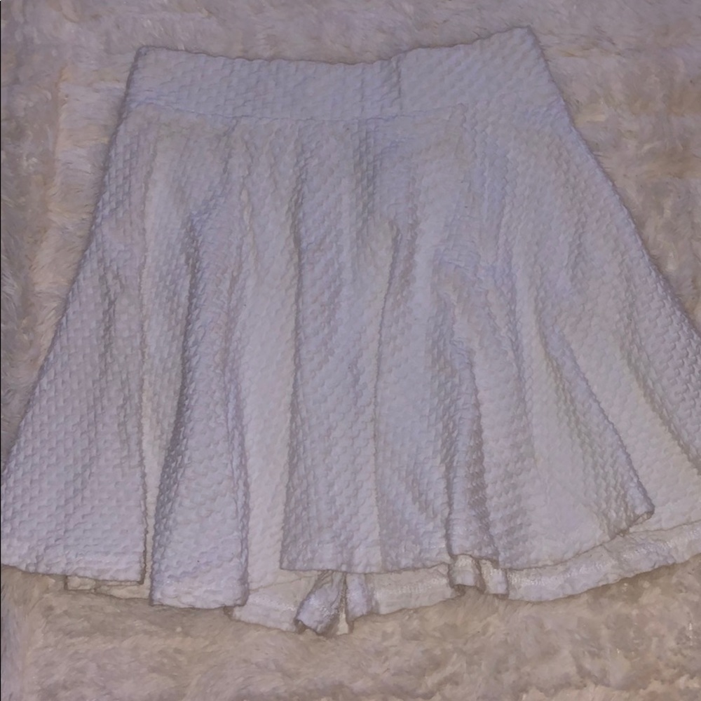 Textured White Skater Skirt